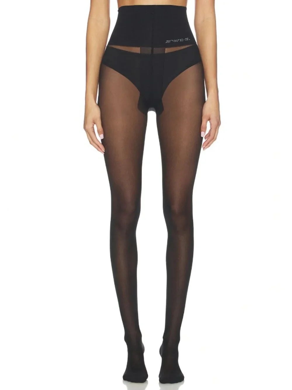 NEW Small SWEDISH STOCKINGS Selina Seam Tights in Black Sheer